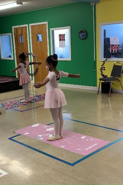 Girls practicing ballet
